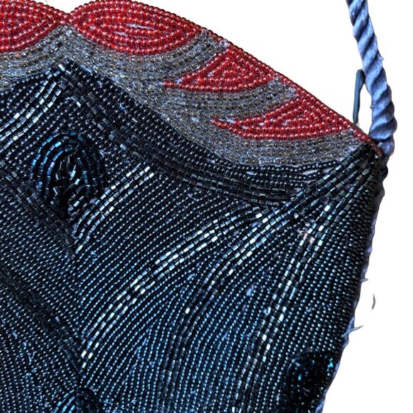 Vintage 90s beaded sequin evening crossbody purse - Picture 12 of 13